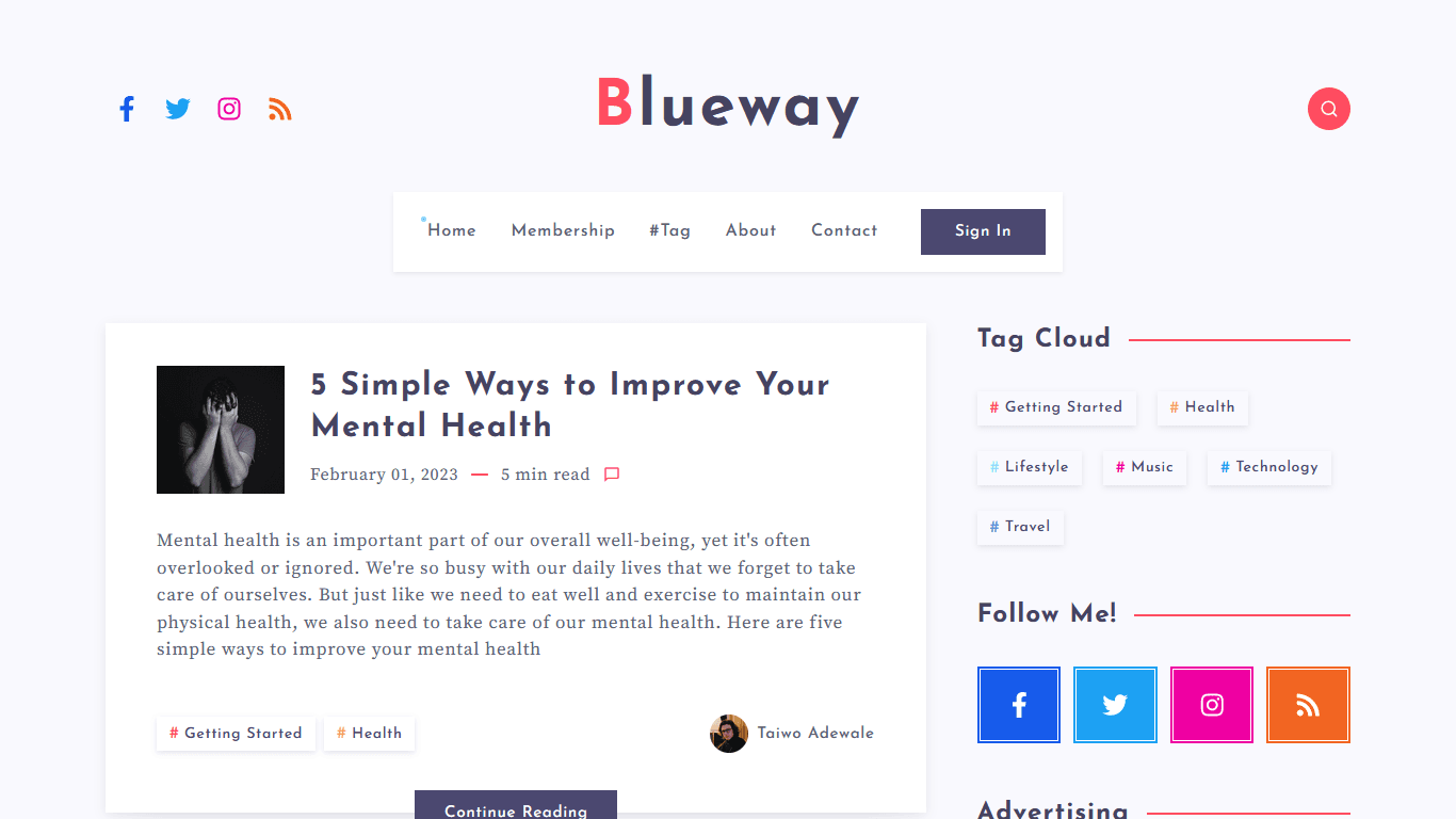 bluewaypage screenshot